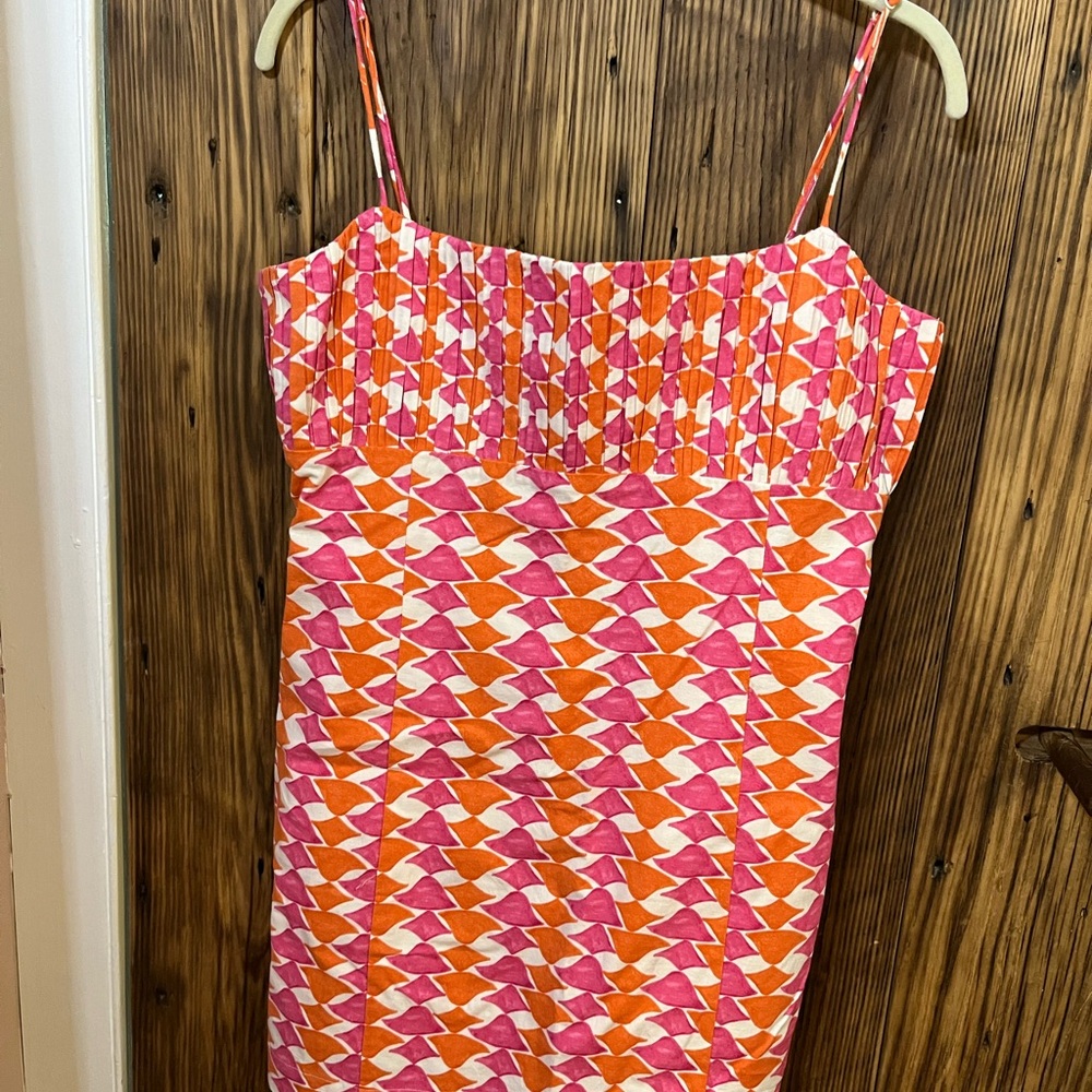 Anthropologie Ophelia Pink and Orange Geometric Dress